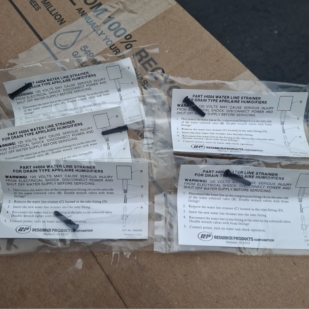 Lot of 5 Aprilaire 4004 In-Line Water Strainer Humidifier Parts New Sealed